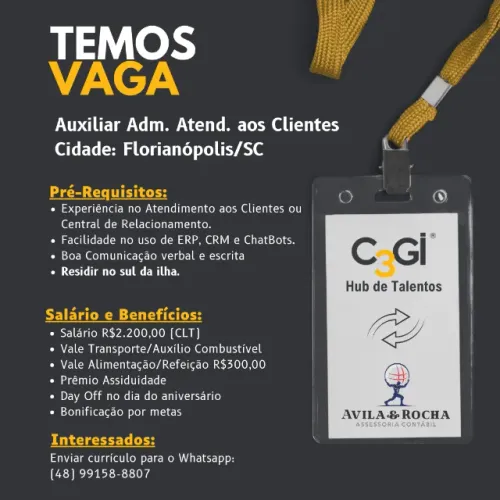 Vaga: Aux Adm Atend. Clientes - Bairro: Campeche