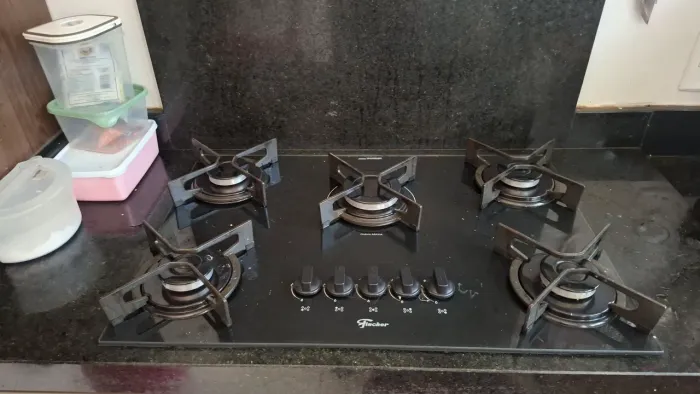 Cooktop Fischer 5 Bocas Vidro Preto - Apenas 12 Meses de Uso