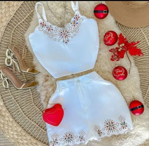 Conjunto Feminino Cropeed e Shorts Tam M