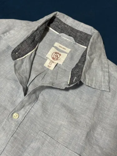 Camisa 100% Linho Azul Clara Manga Longa Tam M (72x56) Importada Nova Nunca Usada