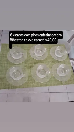 6 xícaras cafezinho vidro caracóis