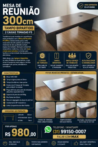 Mesa de Escritório Sala Reunião 2,70 Metros