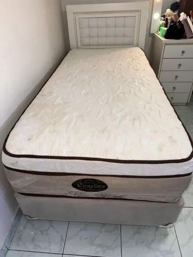 Solteiro Cama Box + Colchão King Star Firme Molas Ensacadas New York 138x188 096x203
