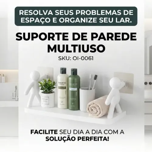 Suporte de Parede Multiuso para Organização de Cosméticos e Produtos de Higiene