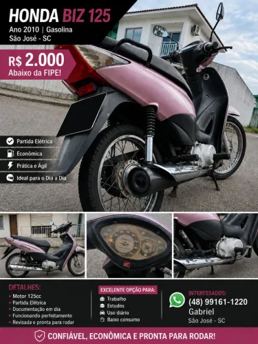 Honda Biz 125 ES 2010 - Partida Elétrica - R$ 2.000 (Abaixo da FIPE)