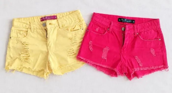 Shorts jeans feminino Blue Steel destroyed - 2 peças | tamanho 36