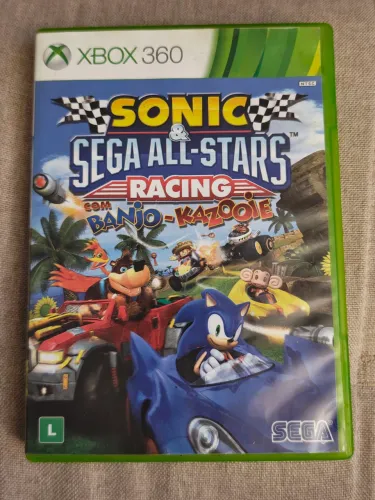 Jogo Sonic & Sega All-Stars Racing com Banjo-Kazooie. Original, mídia Física Xbox 360