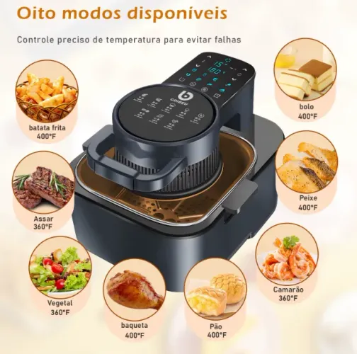 Fritadeira Sem Óleo Cozinha Air Fryer Digital 8 Litros 1800w Facil E Rapido