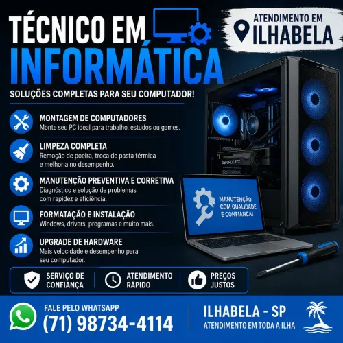 ? Técnico em Informática em Ilhabela | Manutenção e Limpeza de PC
