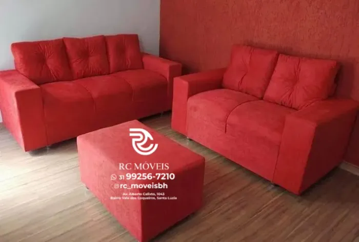 Sofá 2 e tres lugares com Puff Suede D33 Confortável Direto da Fábrica