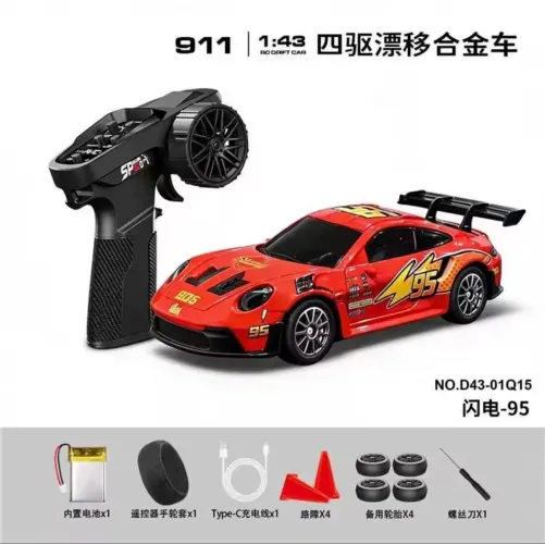 Carro RC de mesa metálico profissional 1:43 em Escala Real com Giroscópio 4WD 2.4G,