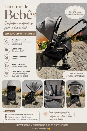 Carrinho e bebê conforto