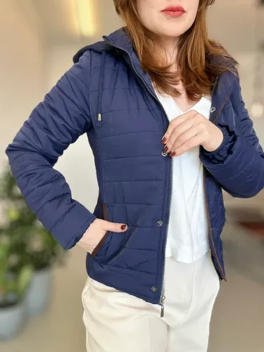 Jaqueta Feminina P de Nylon Azul Marinho Inverno Feminina
