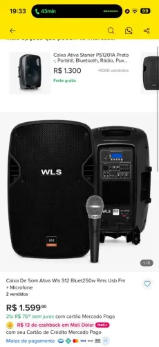 Caixas de som wls s12 par ativa e passava