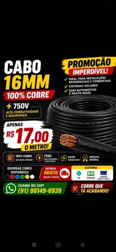 ? CABO ELÉTRICO 16MM - SUPER PROMOÇÃO! ?