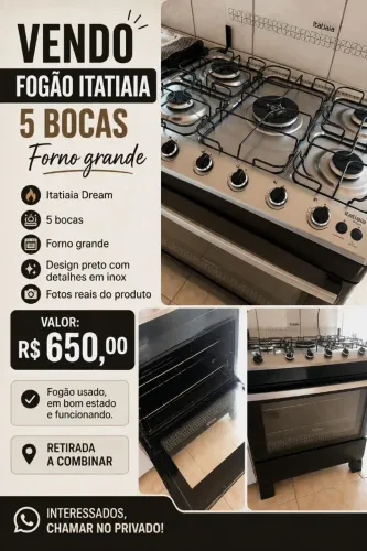 VENDO FOGÃO 5 BOCAS FORNO GRANDE