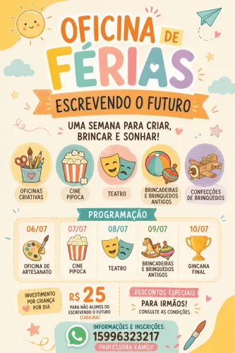 Oficinas de férias na zona norte de Sorocaba 