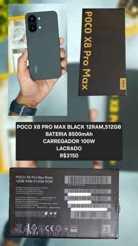 POCO X8 PRO MAX BLACK 12GB RAM 512GB ROM