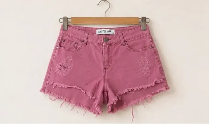 Short Jeans Vermelho/Rosa Feminino