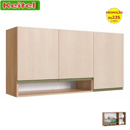 Aéreo 3 Portas 120 Cm Cook Cor Nature / Nature - 1006