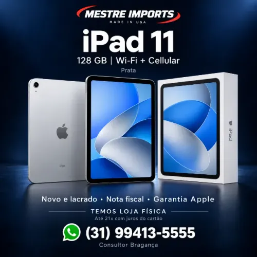 iPad 11 128GB Wi-Fi Cellular Prata Novo Lacrado Nota Fiscal