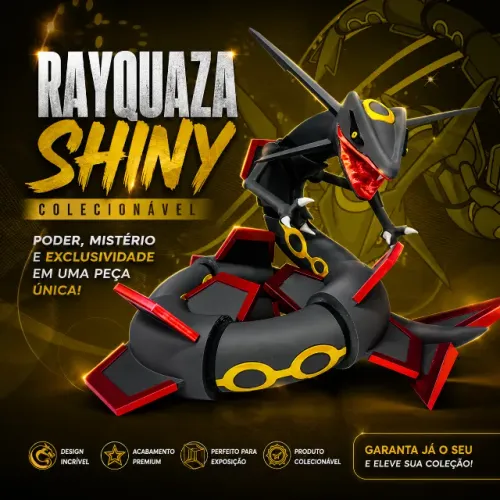 ACTION FIGURE POKEMON RAYQUAZA SHINY - IMPRESSÃO 3D