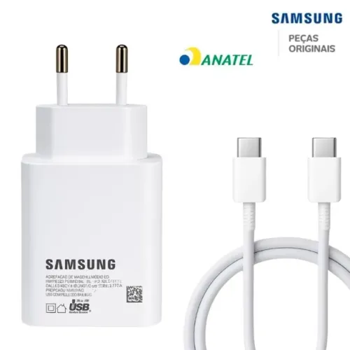 Carregador Samsung Turbo Branco 45W Original Tipo-C