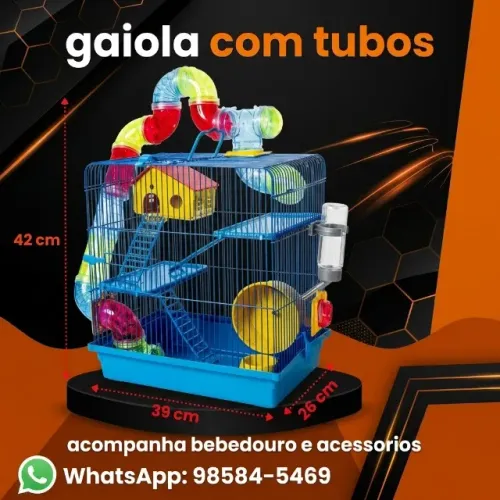Gaiola para hamster com tubos