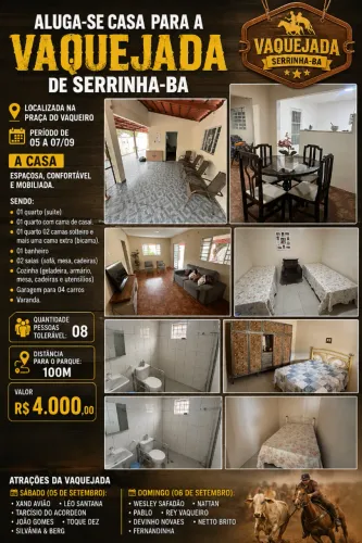 Aluga-se casa para a Vaquejada de Serrinha-Ba.