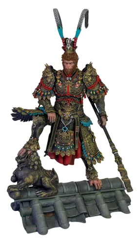 Estátua Sun Wukong Black Myth Resina 3D Pintado À Mão
