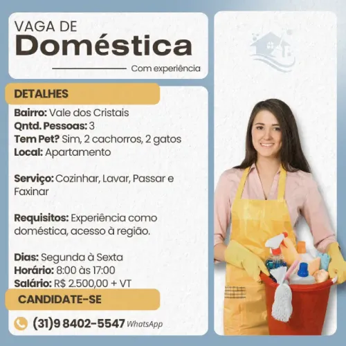 Vaga de Doméstica, Nova Lima - MG