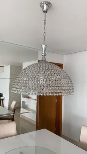 Luminária Pendente Meia-Esfera de Cristal