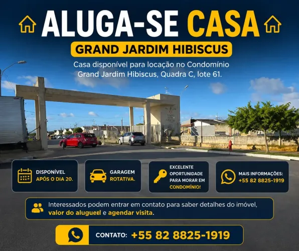 ? Casa para Alugar - Condomínio Grand Jardim Hibiscus