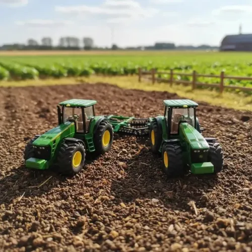 Kit miniaturas com 02 tratores com arados - John Deere