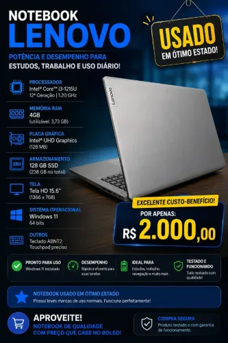 VENDA NOTEBOOK LENOVO I3
