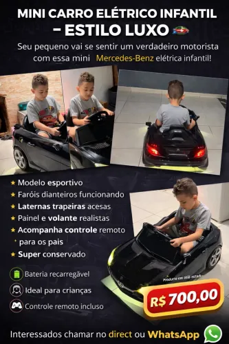 VENDO MINI CARRO ELÉTRICO INFANTIL - ESTILO LUXO