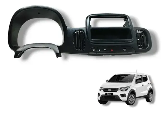 Moldura Painel Central Fiat Mobi 2016 A 2020 Com Detalhe Preto