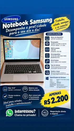 Vendo notebook Samsung
