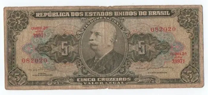 Cédula Antiga 5 Cruzeiros - 1964 - Barão do Rio Branco - Estampa 2