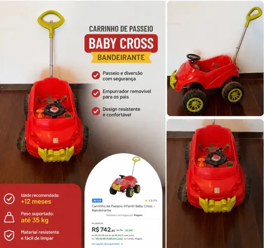 Carrinho de passeio infantil baby Cross bandeirantes
