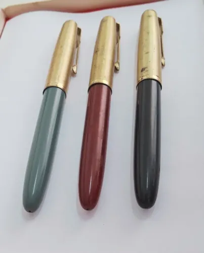 Conjunto 3 Canetas Tinteiro Neo Mercury - Réplica Parker 51 (Preta, Verde e Bordô) 