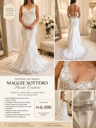 Vestido de Noiva Maggie Sottero usado apenas 1 vez.