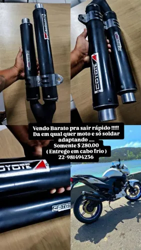 Cano escapamento moto coyote duplo 