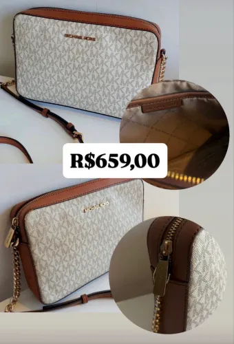 Bolsa Michael Kors Original Jet Set Travel Crossbody Vanilla/Acorn