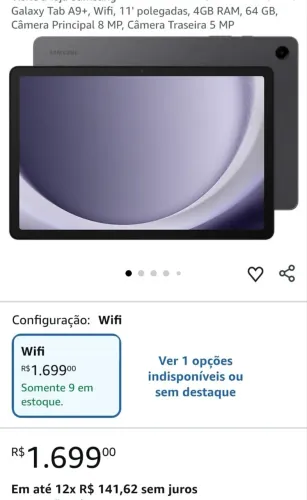 Tablet Samsung Tab A9+ 64gb 4gb Ram - 5G - Enterprise Edition Tela 11.0" X216 Grafit