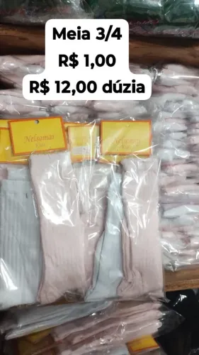 Meia 3/4, atacado 50 dúzias ou mais R$1,00 cada.