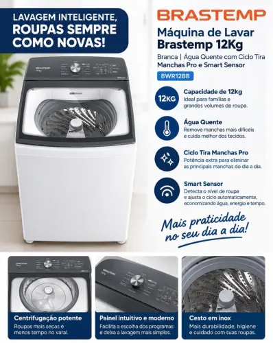 Máquina de Lavar Roupas 12KG Brastemp