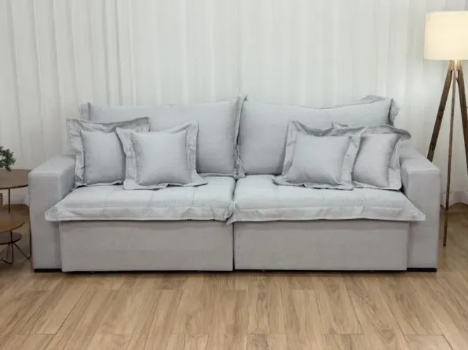 Sofá Cama Retrátil Reclinável Bolt 2.40m Linho Novo - Pronta Entrega