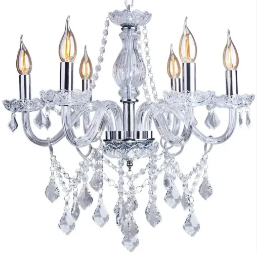 Luminária pendente cristal 6 lâmpadas vela