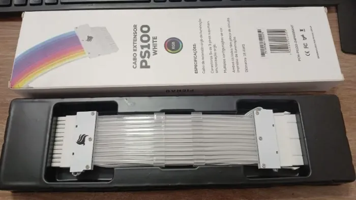 Cabo extensor ARGB 24 pinos Branco pichau novo lacrado na caixa
